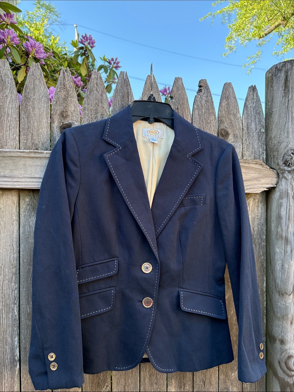 Talbots 6P navy cotton & linen blend blazer!